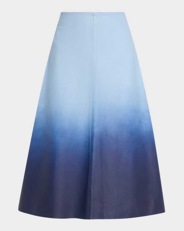Lucien Ombre Leather Midi Skirt